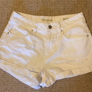 Bullhead Denim White High-Rise Shorts
